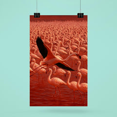 Lake Natron flamingos in blood red water poster 6