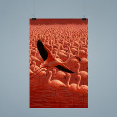 Lake Natron flamingos in blood red water poster 9