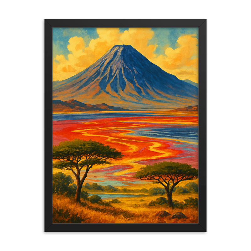 Lake Natron Tanzania framed print on a plain backdrop in size 18