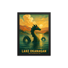 Lake Okanagan Ogopogo Canada framed print on a plain backdrop in size 12"x16".