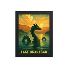 Lake Okanagan Ogopogo Canada framed print on a plain backdrop in size 8"x10".