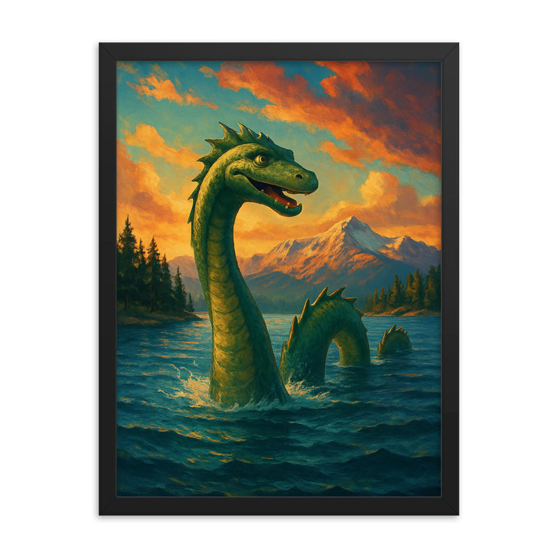 Lake Tahoe USA Tahoe Tessie framed print on a plain backdrop in size 18