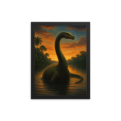 Lake Télé Mokele Mbembe Republic of Congo framed print on a plain backdrop in size 12"x16".