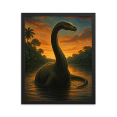 Lake Télé Mokele Mbembe Republic of Congo framed print on a plain backdrop in size 16"x20".