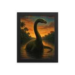 Lake Télé Mokele Mbembe Republic of Congo framed print on a plain backdrop in size 8"x10".