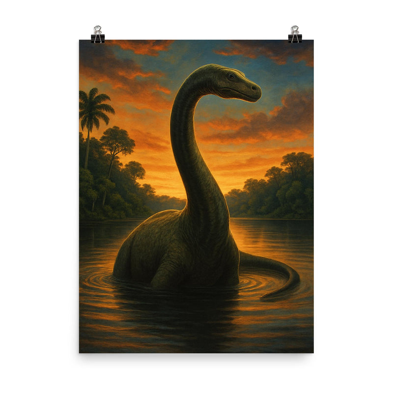 Lake Télé Mokele Mbembe Republic of Congo poster on a plain backdrop in size 8
