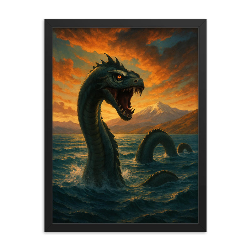 Lake Van Monster Turkey framed print on a plain backdrop in size 18