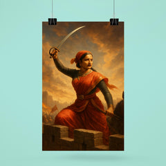Lakshmi Bai sword raised from battlements poster 6