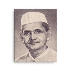 Lal Bahadur Shastri canvas print on a plain backdrop in size 16"x20".