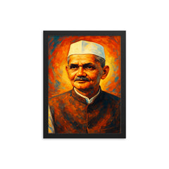 Lal Bahadur Shastri framed print on a plain backdrop in size 12"x16".