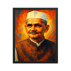 Lal Bahadur Shastri framed print on a plain backdrop in size 16"x20".