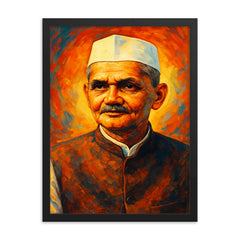 Lal Bahadur Shastri framed print on a plain backdrop in size 18"x24".