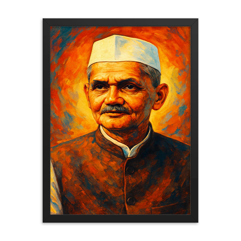 Lal Bahadur Shastri framed print on a plain backdrop in size 18