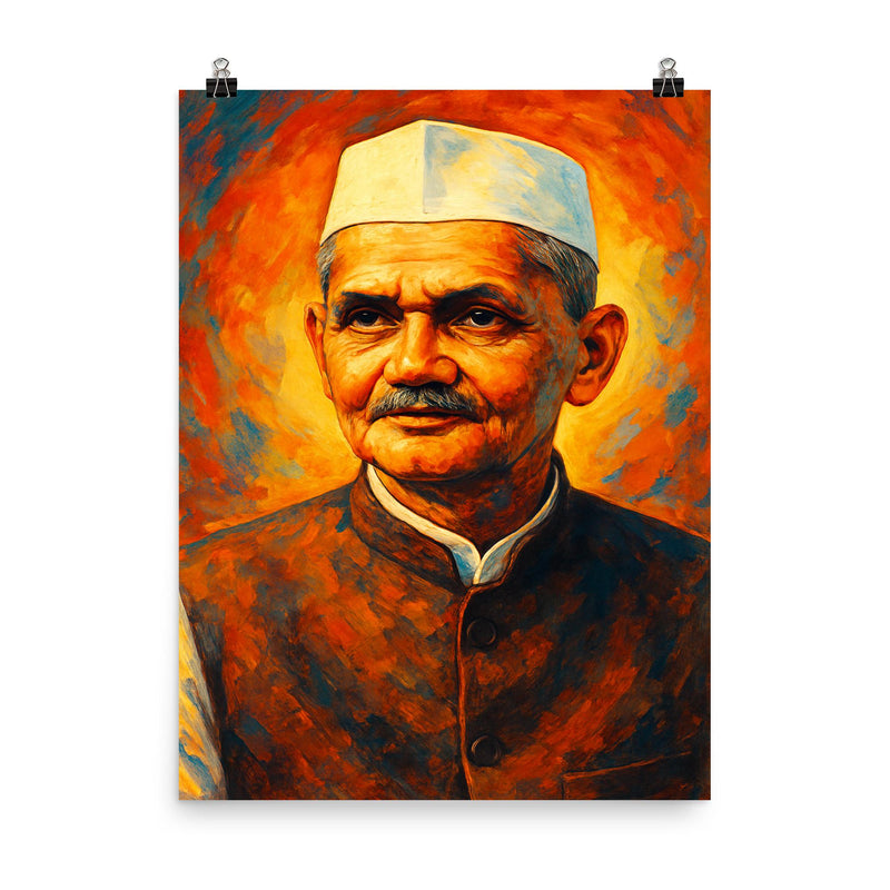 Lal Bahadur Shastri poster on a plain backdrop in size 8