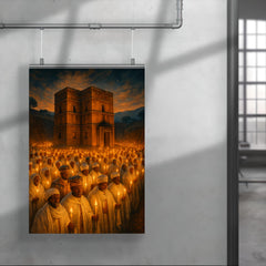 Lalibela rock hewn church procession with candles poster 4