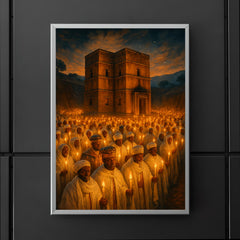 Lalibela rock hewn church procession with candles poster 5