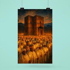 Lalibela rock hewn church procession with candles poster 6