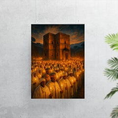 Lalibela rock hewn church procession with candles poster 7
