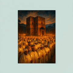 Lalibela rock hewn church procession with candles poster 8