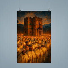 Lalibela rock hewn church procession with candles poster 9