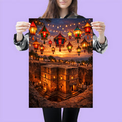 Lalibela rock hewn church under Epiphany lanterns poster 3