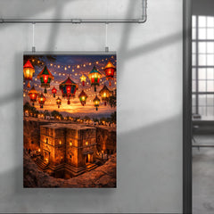 Lalibela rock hewn church under Epiphany lanterns poster 4