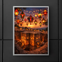 Lalibela rock hewn church under Epiphany lanterns poster 5