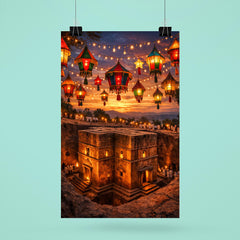 Lalibela rock hewn church under Epiphany lanterns poster 6