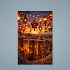 Lalibela rock hewn church under Epiphany lanterns poster 9