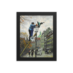 Lamplighter by Paul Gustav Fischer framed print on a plain backdrop in size 8"x10".