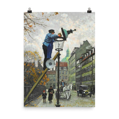 Lamplighter by Paul Gustav Fischer poster on a plain backdrop in size 8"x10".