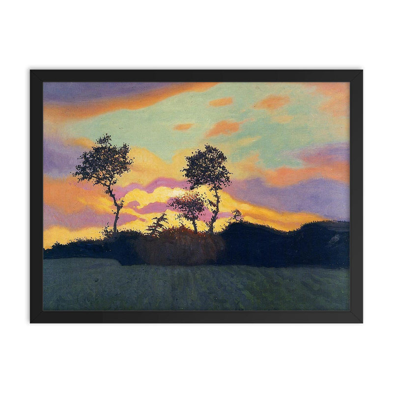 Landscape at Sunset by Felix Vallotton, 1919 framed print on a plain backdrop in size 18