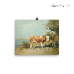 Landscape with a Cow and a Herdsman Resting by Gari Melchers poster 4
