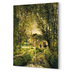 Landscape with a Sunlit Stream by Charles-Francois Daubigny metal print mockup