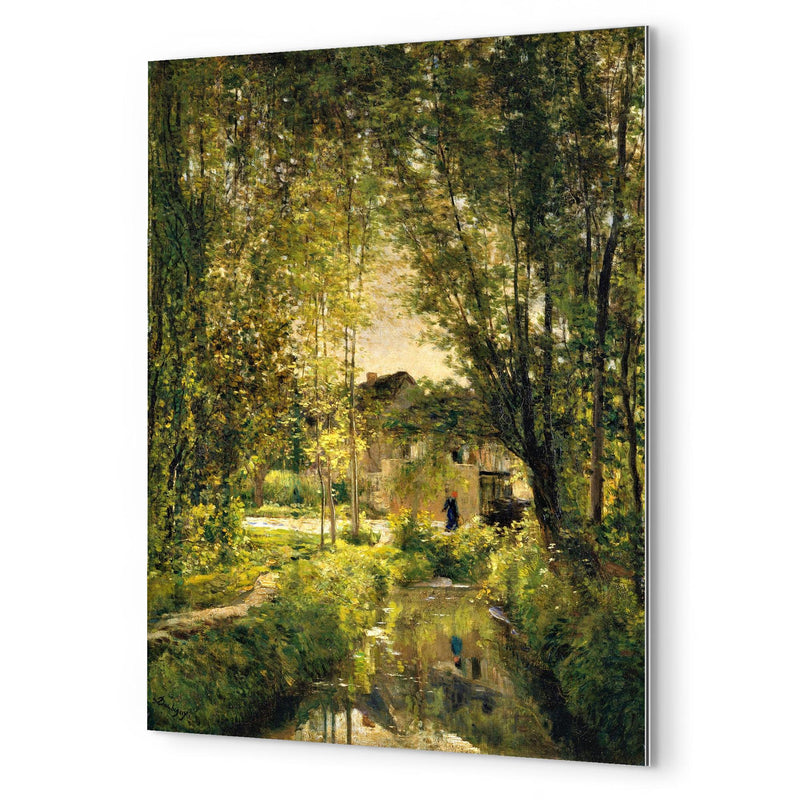 Landscape with a Sunlit Stream by Charles-Francois Daubigny metal print mockup