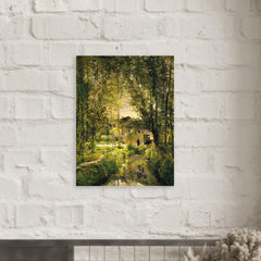 Landscape with a Sunlit Stream by Charles-Francois Daubigny metal print mockup