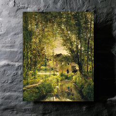 Landscape with a Sunlit Stream by Charles-Francois Daubigny metal print mockup