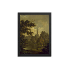 Landscape with Figures by John Rathbone framed print on a plain backdrop in size 12"x16".