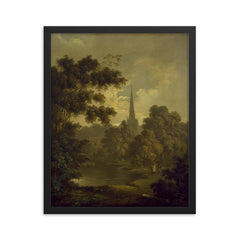 Landscape with Figures by John Rathbone framed print on a plain backdrop in size 16"x20".