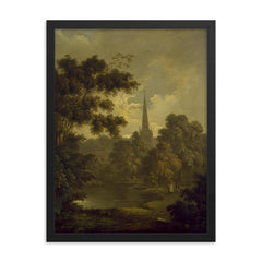Landscape with Figures by John Rathbone framed print on a plain backdrop in size 18"x24".