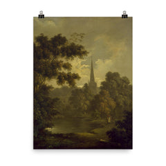 Landscape with Figures by John Rathbone poster on a plain backdrop in size 8"x10".