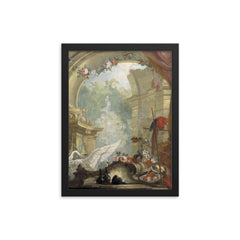 Landscape with Ruins by Johan Pasch framed print on a plain backdrop in size 12"x16".