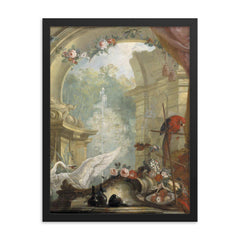 Landscape with Ruins by Johan Pasch framed print on a plain backdrop in size 18"x24".