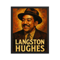 Langston Hughes framed print on a plain backdrop in size 16"x20".