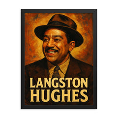 Langston Hughes framed print on a plain backdrop in size 18"x24".