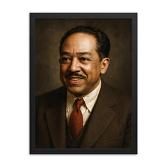 Langston Hughes portrait framed print on a plain backdrop in size 18"x24".