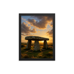 Lanyon Quoit Cornwall England framed print on a plain backdrop in size 12"x16".
