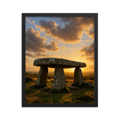 Lanyon Quoit Cornwall England framed print on a plain backdrop in size 16"x20".