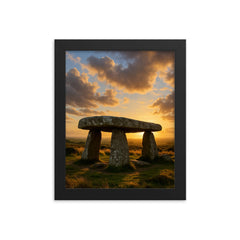 Lanyon Quoit Cornwall England framed print on a plain backdrop in size 8"x10".
