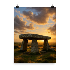 Lanyon Quoit Cornwall England poster on a plain backdrop in size 8"x10".